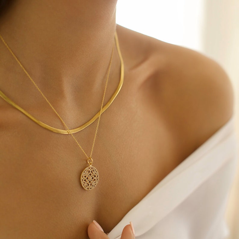 Herringbone Snake Chain Necklace 14K Gold Fill Flat Snake Chain Dainty Layering Necklace Minimalist Jeweler by TROVE image 7