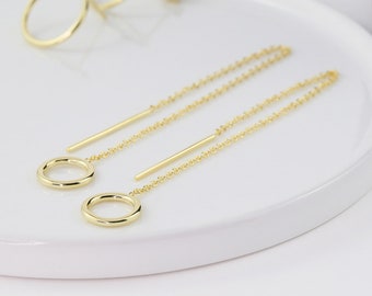 Loop Threading Earrings in 14K Gold Vermeil, 14K Rose Gold Vermeil, Rhodium over Sterling Silver