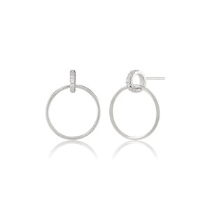 Delicate Double Hoop Earrings in 14K Gold Vermeil or Rhodium over Sterling Silver White Gold (Rhodium)