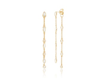 Dangling Ear Jacket in 14K Gold Vermeil or Rhodium over Sterling Silver