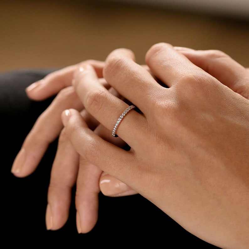 Thin Eternity Band Eternity Ring Dainty Ring Stacking Ring Etsy Canada