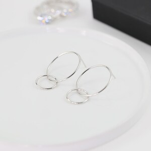 Double Hoop Earrings in 14K Gold Vermeil, 14K Rose Gold Vermeil or Rhodium over Sterling Silver image 4