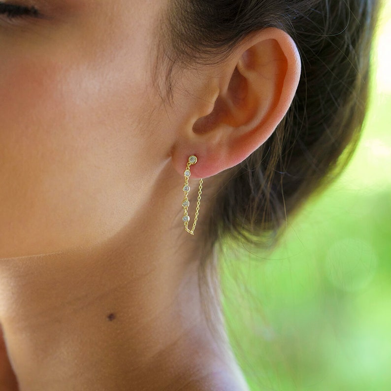 Delicate Lasso Post Earrings in 14K Gold Vermeil or Rhodium over Sterling Silver image 5