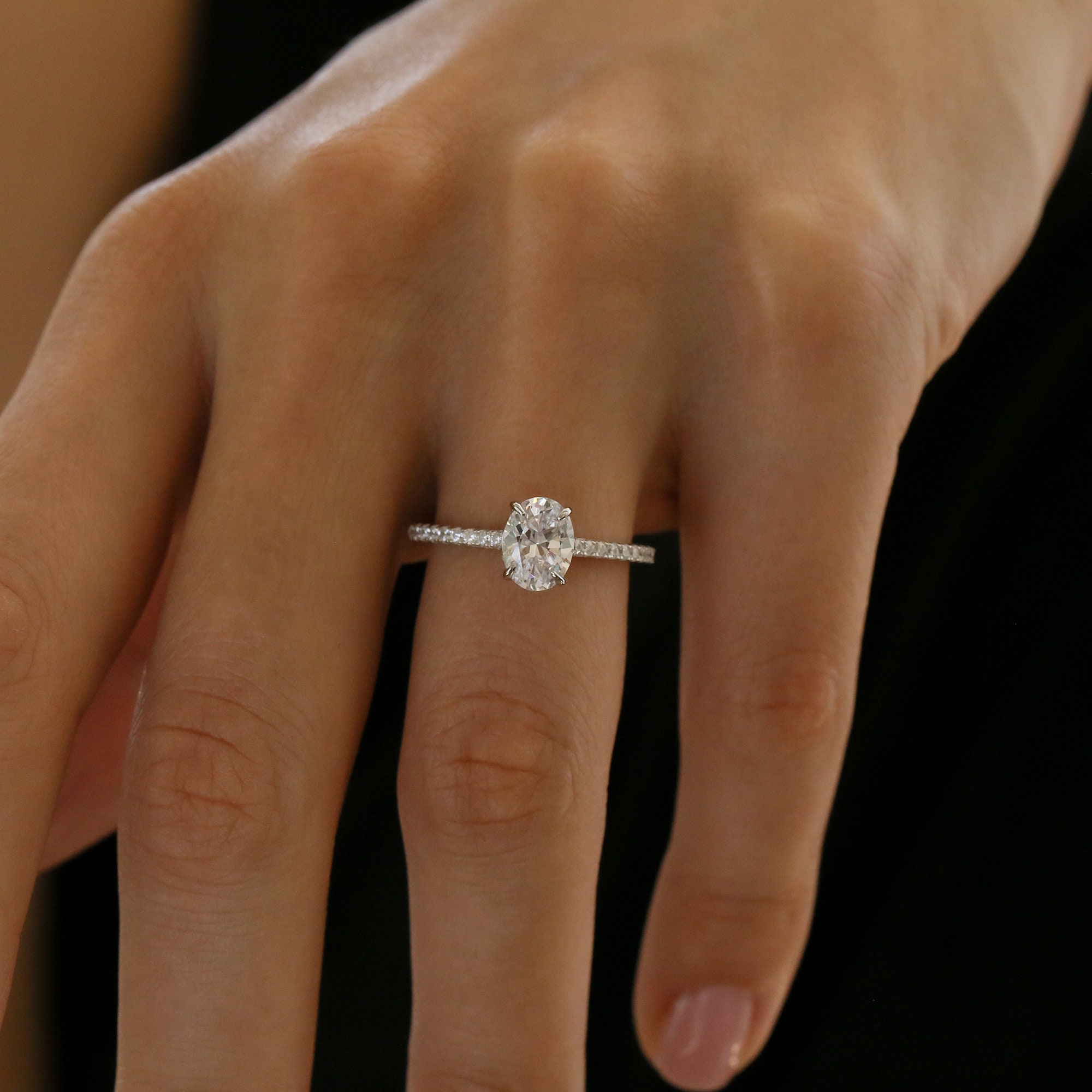 1.5CT Hidden Halo Engagement Ring in White Gold rhodium Over Etsy UK