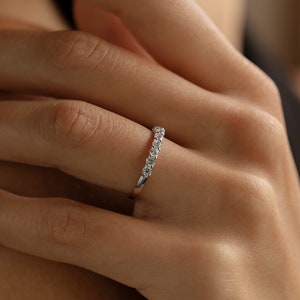 Half-Eternity Band in White Gold (Rhodium) over Sterling Silver - Engagement Ring - Wedding Ring - Promise Ring - Anniversary Ring image 3