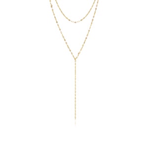 Double Coin Lariat Necklace in 14K Gold Vermeil or Rhodium over Sterling Silver image 3