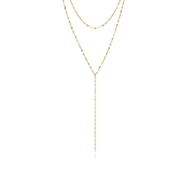 Double Coin Lariat Necklace in 14K Gold Vermeil or Rhodium over Sterling Silver image 3