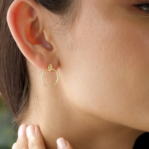 Delicate Double Hoop Earrings in 14K Gold Vermeil or Rhodium over Sterling Silver image 2