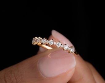 Dainty Eternity Band - Vermeil de oro u oro blanco sobre plata de ley - Alianza - Anillo de apilamiento - Trove