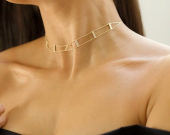 Dainty Choker Necklace in 14K Gold Vermeil or White Gold (Rhodium) over Sterling Silver - Delicate Necklace - Layering Necklace - by Trove