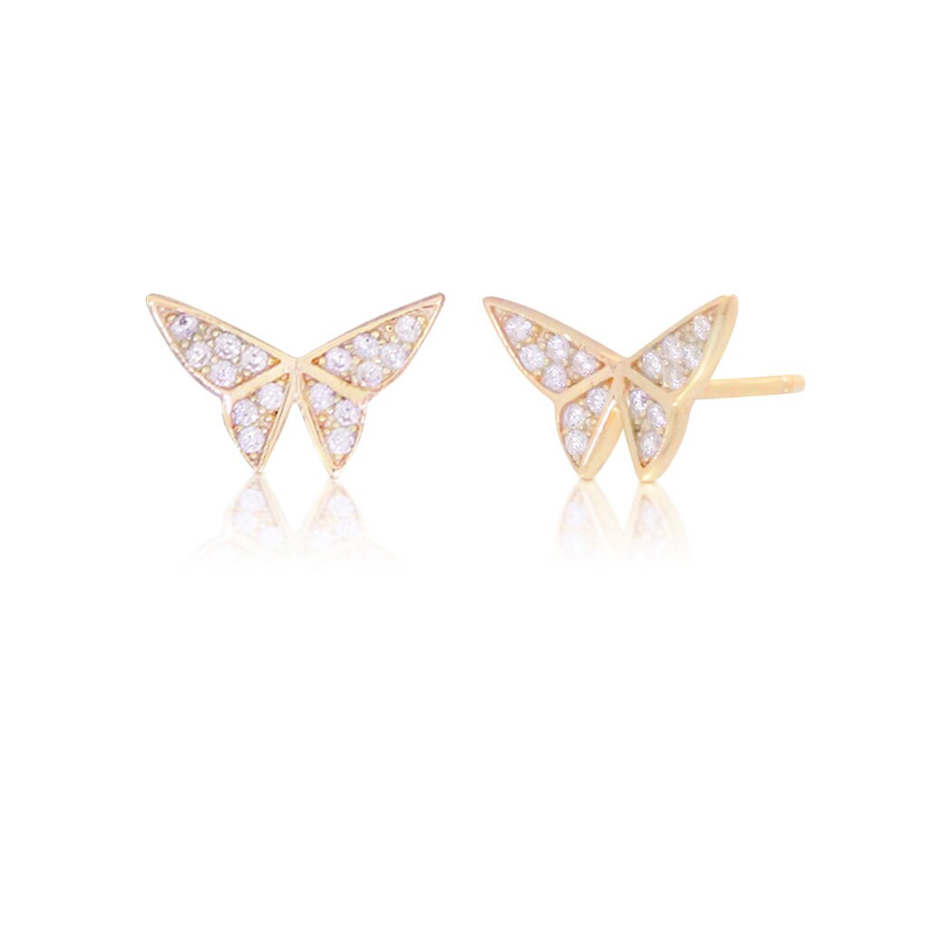 Butterfly Earrings in 14K Gold Vermeil 14K Rose Gold Vermeil or
