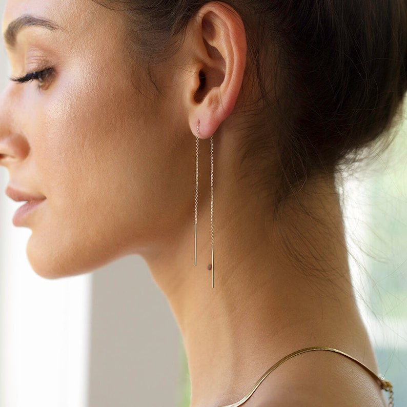 Long Threader Earrings in Gold Filled, Rose Gold Filled or Stainless Steel image 2