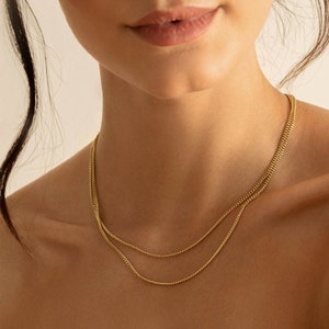 DAINTY CURB CHAIN 14K Gold Vermeil or White Gold over Sterling Silver Unisex Chain Trove image 2