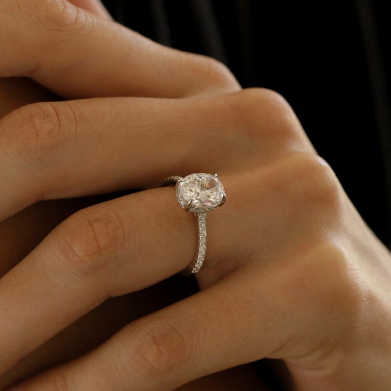 Details about 14K Gold Hidden Halo Engagement Rings Round Cut Three Row Wedding Ring for women Details about 14K Gold Hidden Halo Engagement Rings Round Cut Three Row Wedding Ring for women