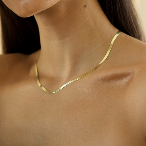 Herringbone chain sale necklace 14k gold