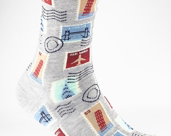Postage Sock | cozy fun socks, cool design, gift idea
