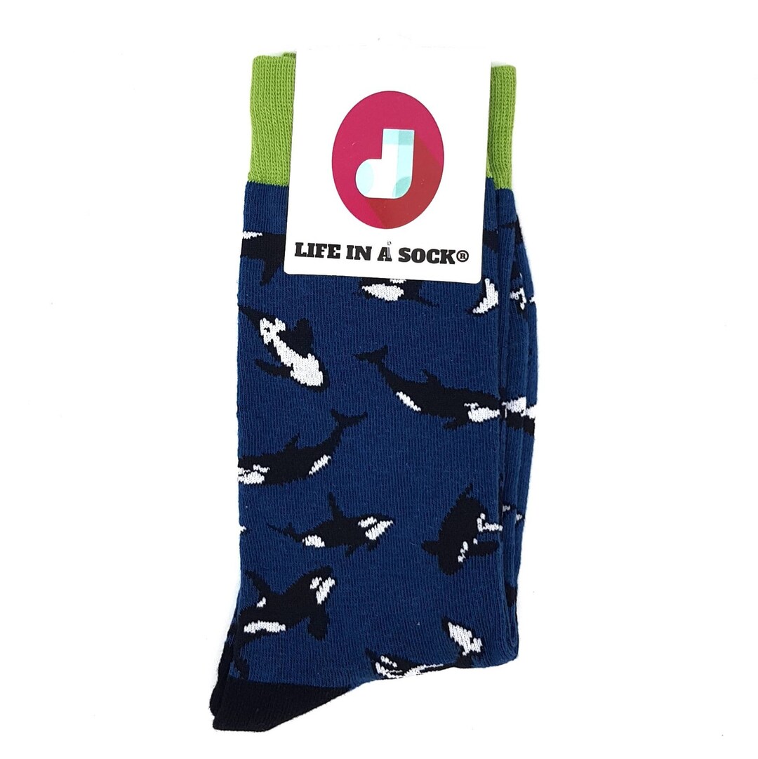 Orca Whale Sock Unisex Cozy Casual Socks Fun Design Crazy Etsy