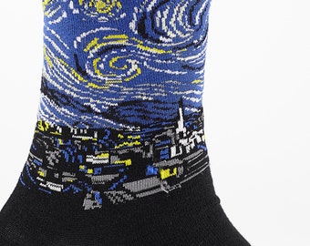 Calcetín del arte de Van Gogh | calcetines divertidos y acogedores, diseño genial, idea de regalo