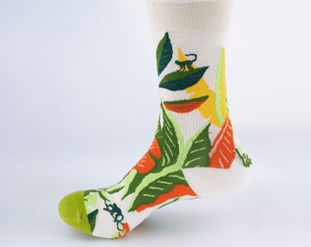 Tropical FLower Sock | cozy fun socks, cool design, gift idea