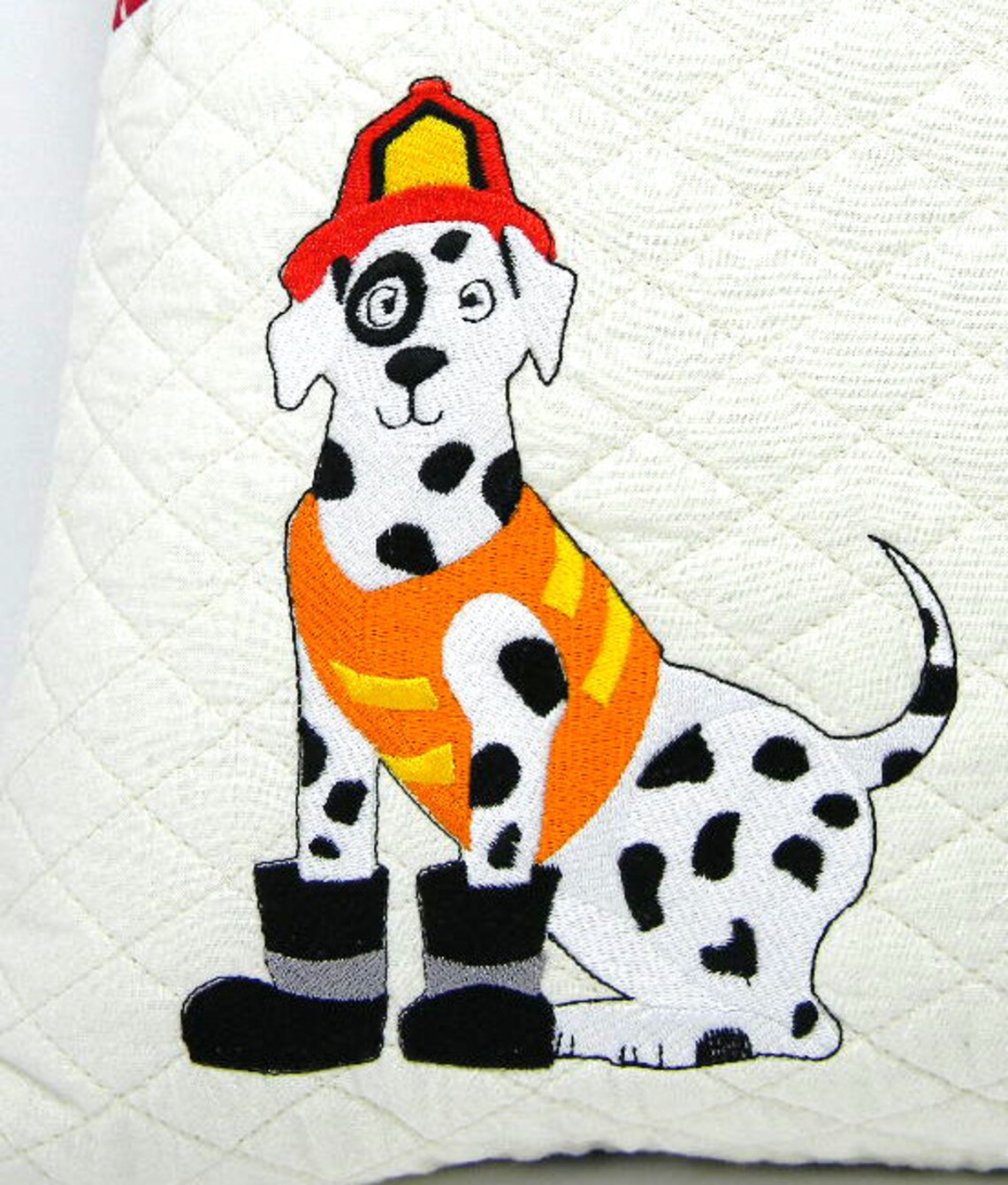 Fireman reading pillow with embroidered pocket Etsy