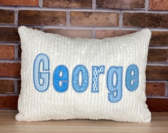 Personalized  Name Pillow - Blue Applique