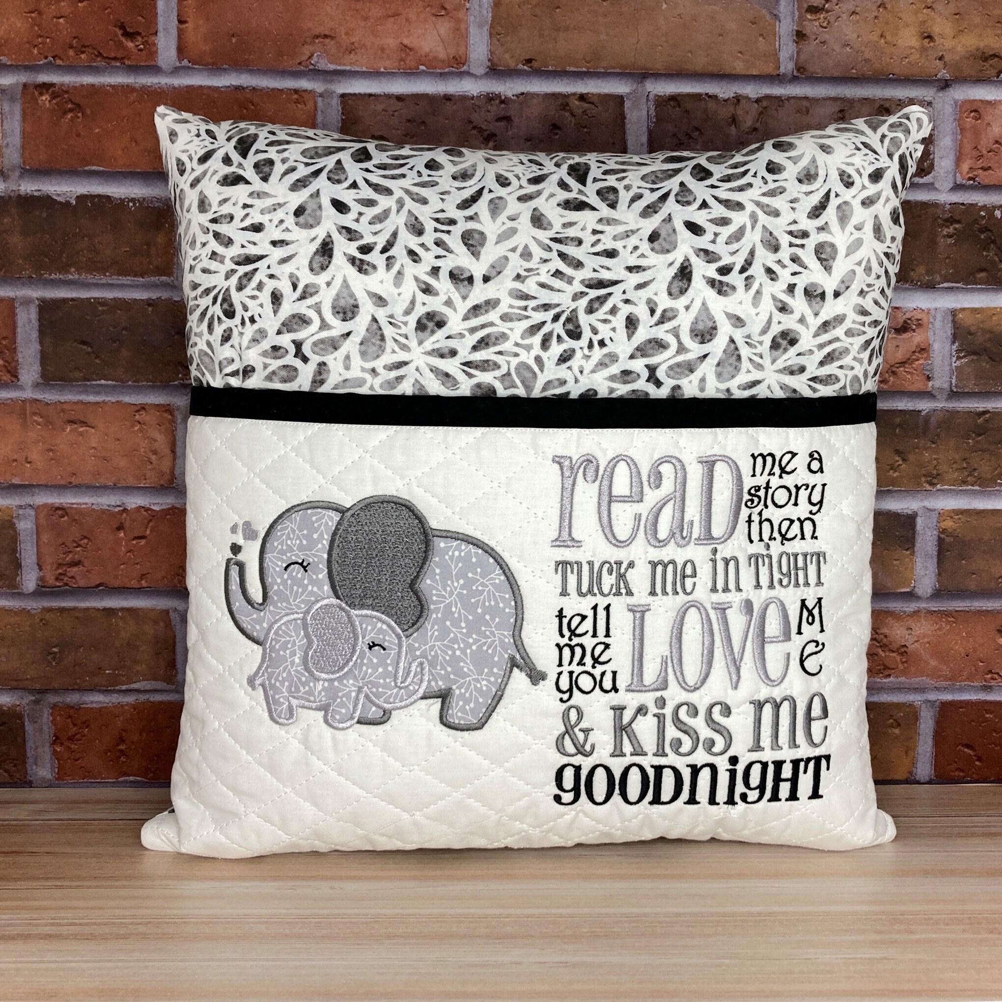 Grey top elephant pillow
