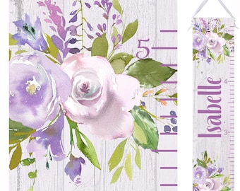 Personalized Lavender Floral Growth Chart – Watercolor Nursery Decor