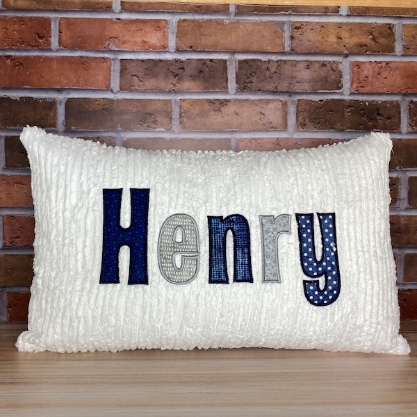 Personalized  Name Pillow - Navy And Gray - Gift For Boy