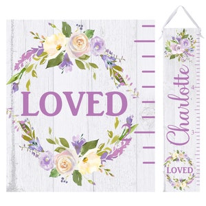 lavender Floral Growth Chart - Personalized Height Chart Ruler