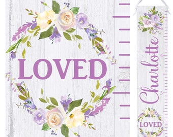 lavender Floral Growth Chart - Personalized Height Chart Ruler