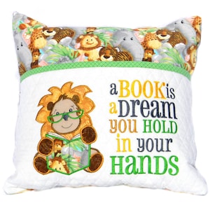 Lion Reading Pillow With Pocket
