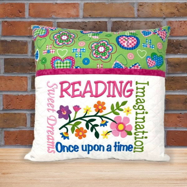 Reading Pillow for Girls - Pink And Green Design