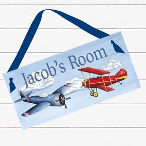 Personalized Name Sign - Boy Design - Airplanes Theme