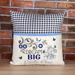 Dream Big Reading Pillow, embroidered design with pocket