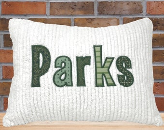 Personalized  Name Pillow - Forest Green Applique