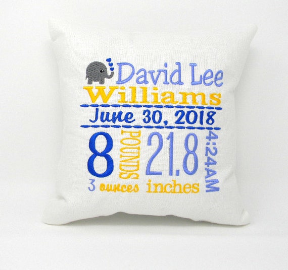 Personalized birth statistics pillow Personalized Throw Pillow Birth Stats