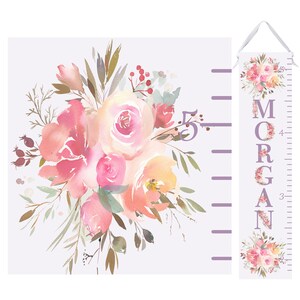 Lavender Floral Growth Chart- Personalized Watercolor Floral Height Chart Ruler