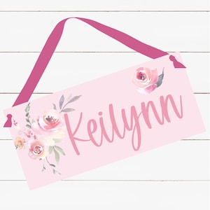 Personalized Name Sign - Pink Floral For Girl