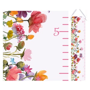 Wildflower Growth Chart - Watercolor Floral Height Chart Ruler