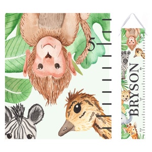 Safari Animals Growth Chart - Personalized Height Ruler