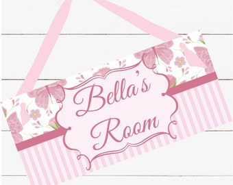 Personalized Name Sign - Pink Floral For Girl