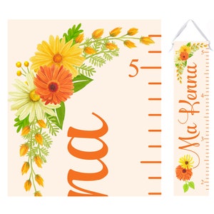 Floral Daisy Growth Chart - Personalized Height Chart Ruler