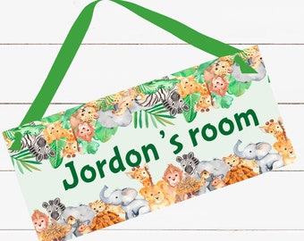 Personalized Name Sign - Boy Design - African Animals