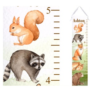 Personalized Woodland Animals Growth Chart, Height Chart, Growth Ruler