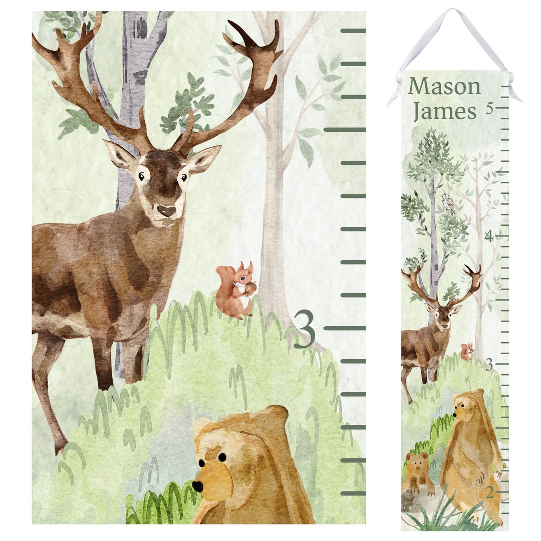Forest Ruler Forest Animals Growth Chart - Personalized Height Ruler - Etsy