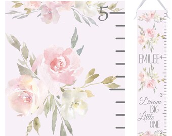 Dream Big Little One  Growth Chart - Personalized Pink Floral Height Chart Ruler For Girls