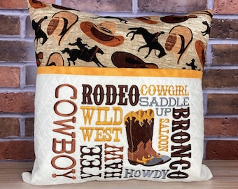 Cowboy Reading Pillow With Pocket - Work Collage