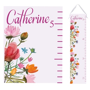 Wildflower Growth Chart For Girls - Personalized Height Ruler