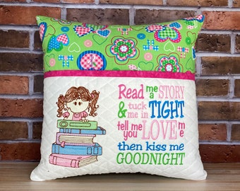 Reading Pillow for Girls - Pink And Green Design