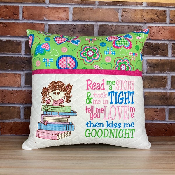 Reading Pillow for Girls - Pink And Green Design